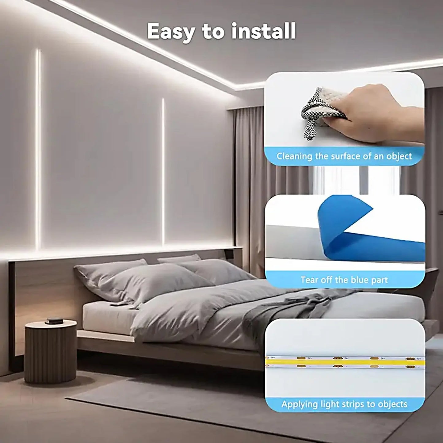 1M-5M USB LED Strip Light 5V 320LEDs/M COB Touch Sensor