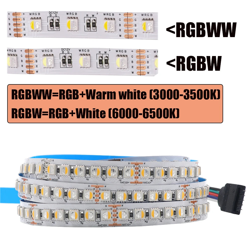 RGBW RGBWW LED Strip DC 12V 24V 4 Colors In 1 Chip Rope Light
