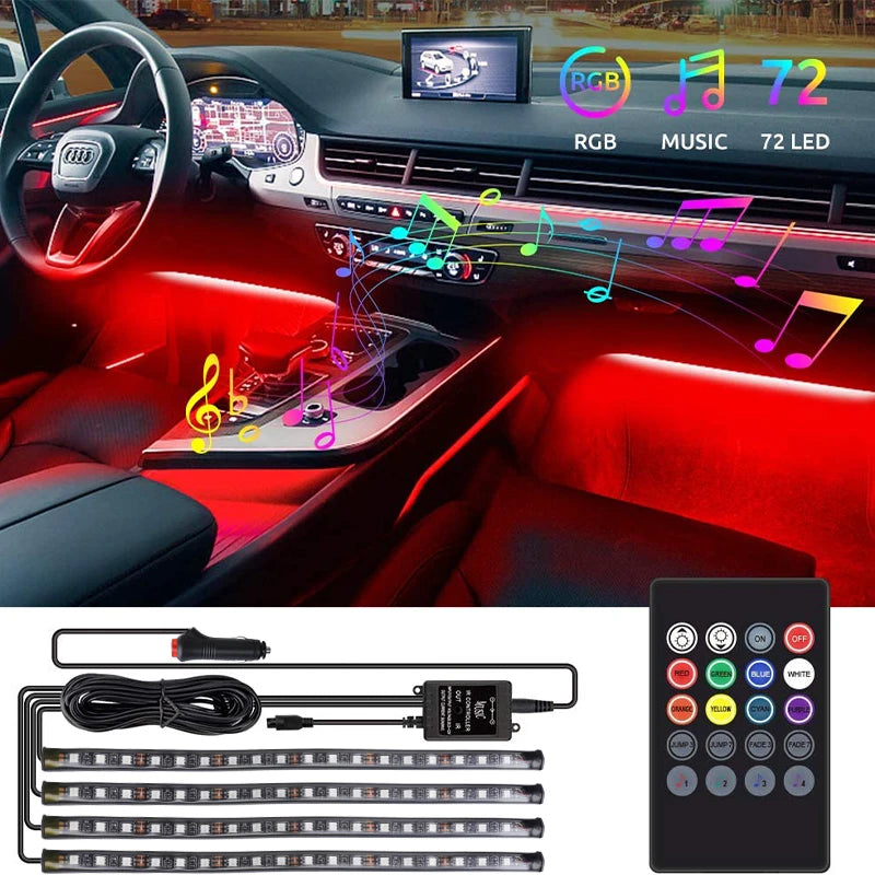LED RGB Car Foot Ambient Light with USB Cigarette Automotive