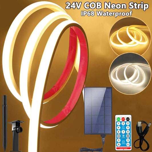24V COB Solar Neon Light Strips Solar Flexible Lights