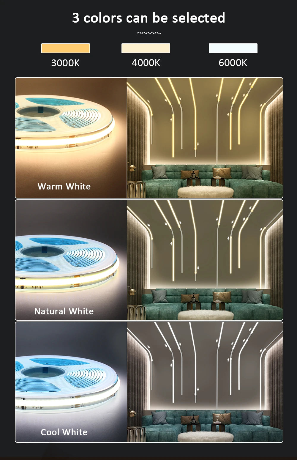 24V Horse Race Running Water Strip Light COB Flexible Ribbon