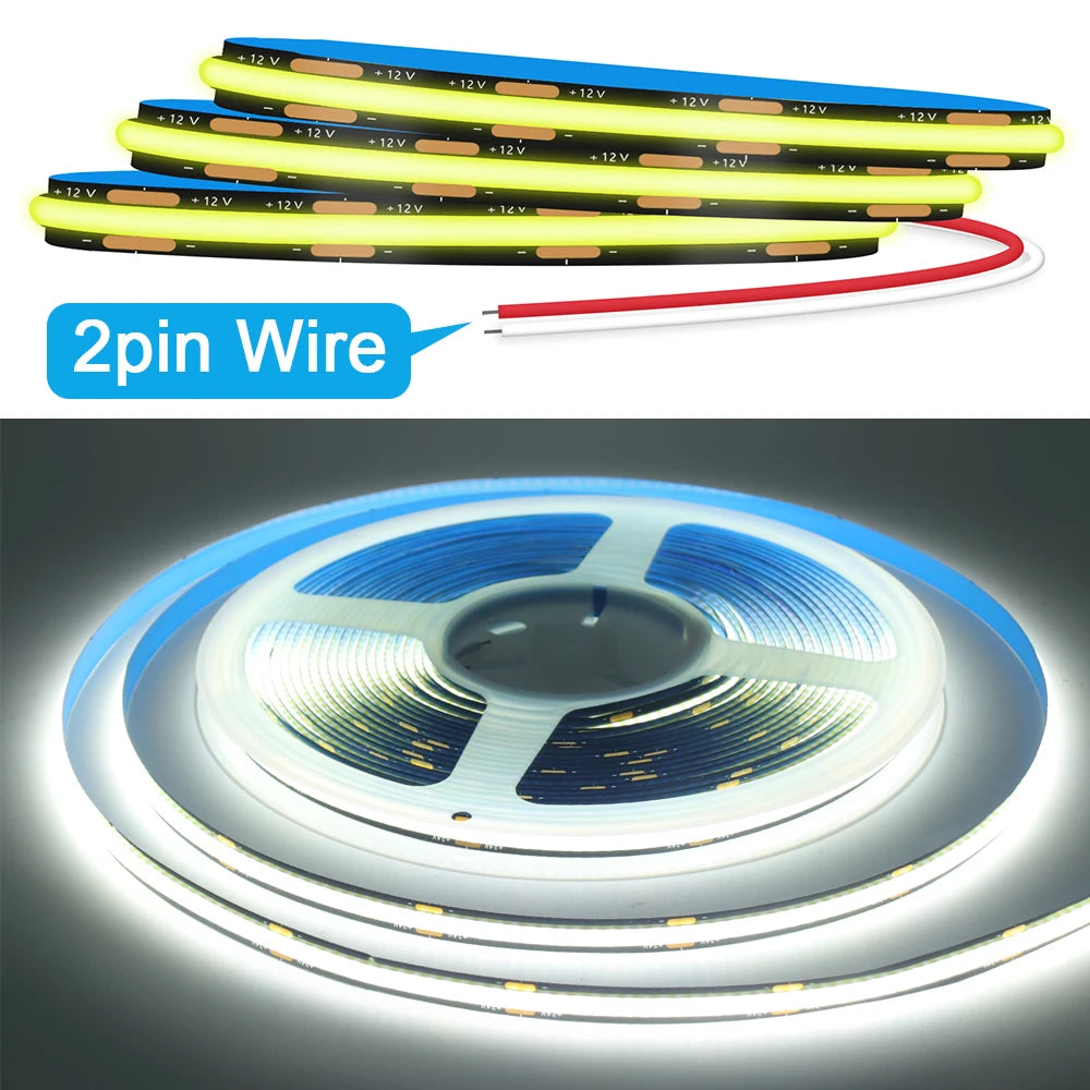 Black PCB COB LED Strip Light High Density Lighting