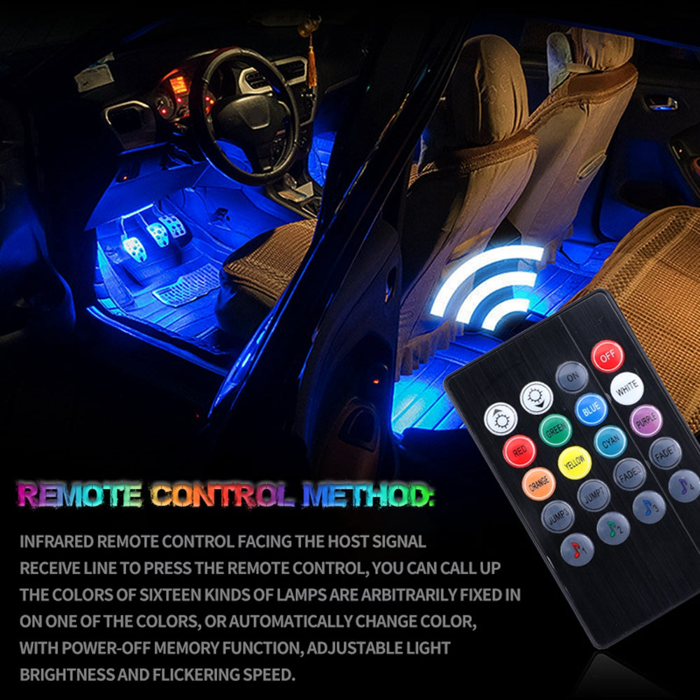 LED RGB Car Foot Ambient Light with USB Cigarette Automotive