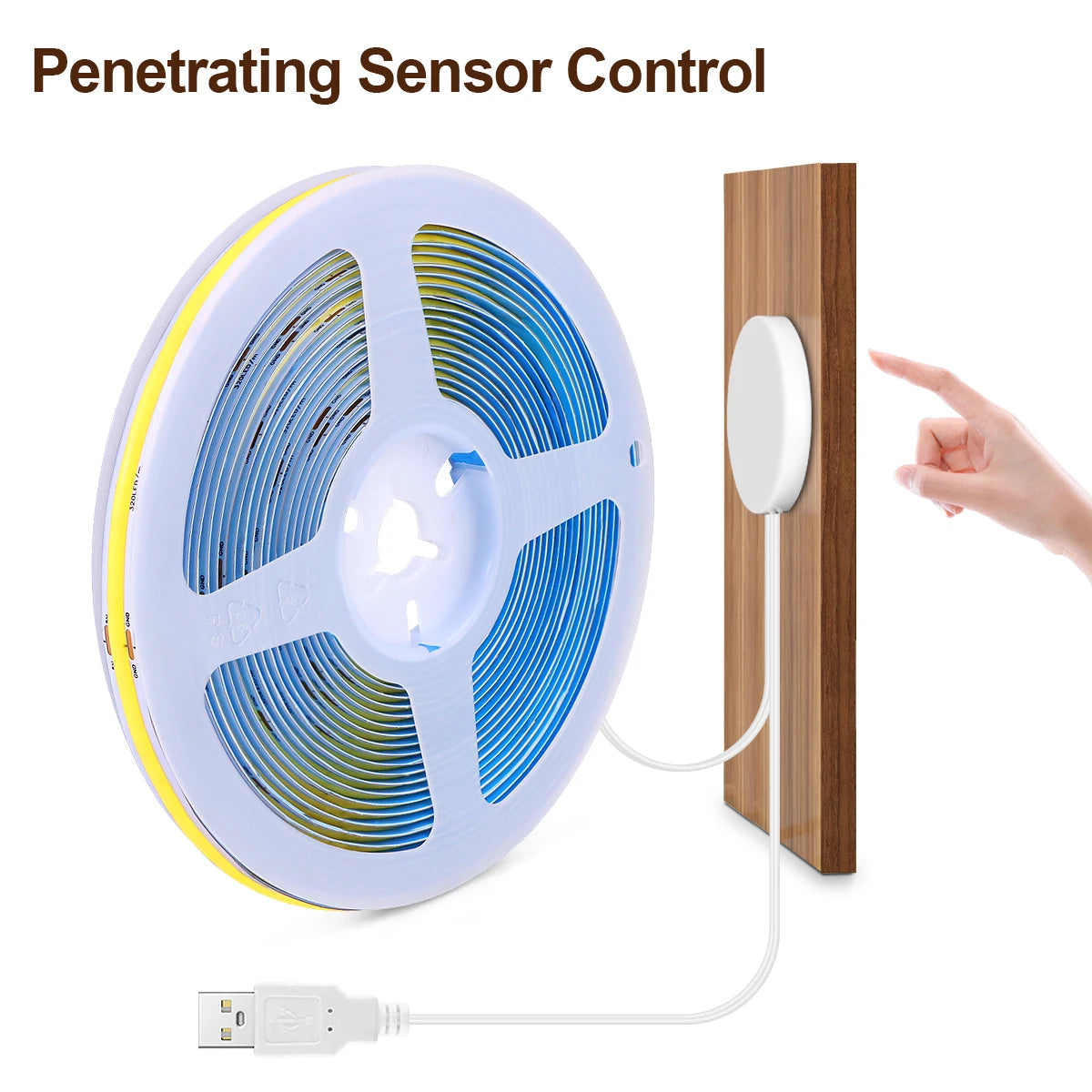 Flexible Led Strip Lighting 5V FOB USB COB LED Light Tape Penetrating Touch Switch Motion Sensor
