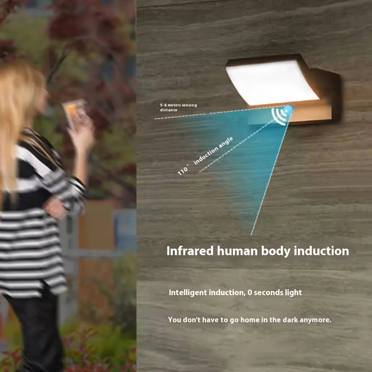 Motion Sensor Outdoor Wall Lamp IP65 Waterproof LED Porch