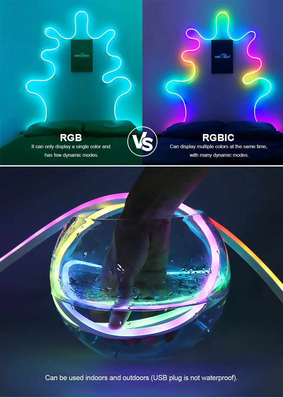 Smart APP Control RGBIC Neon LED Strip Light LED Rope