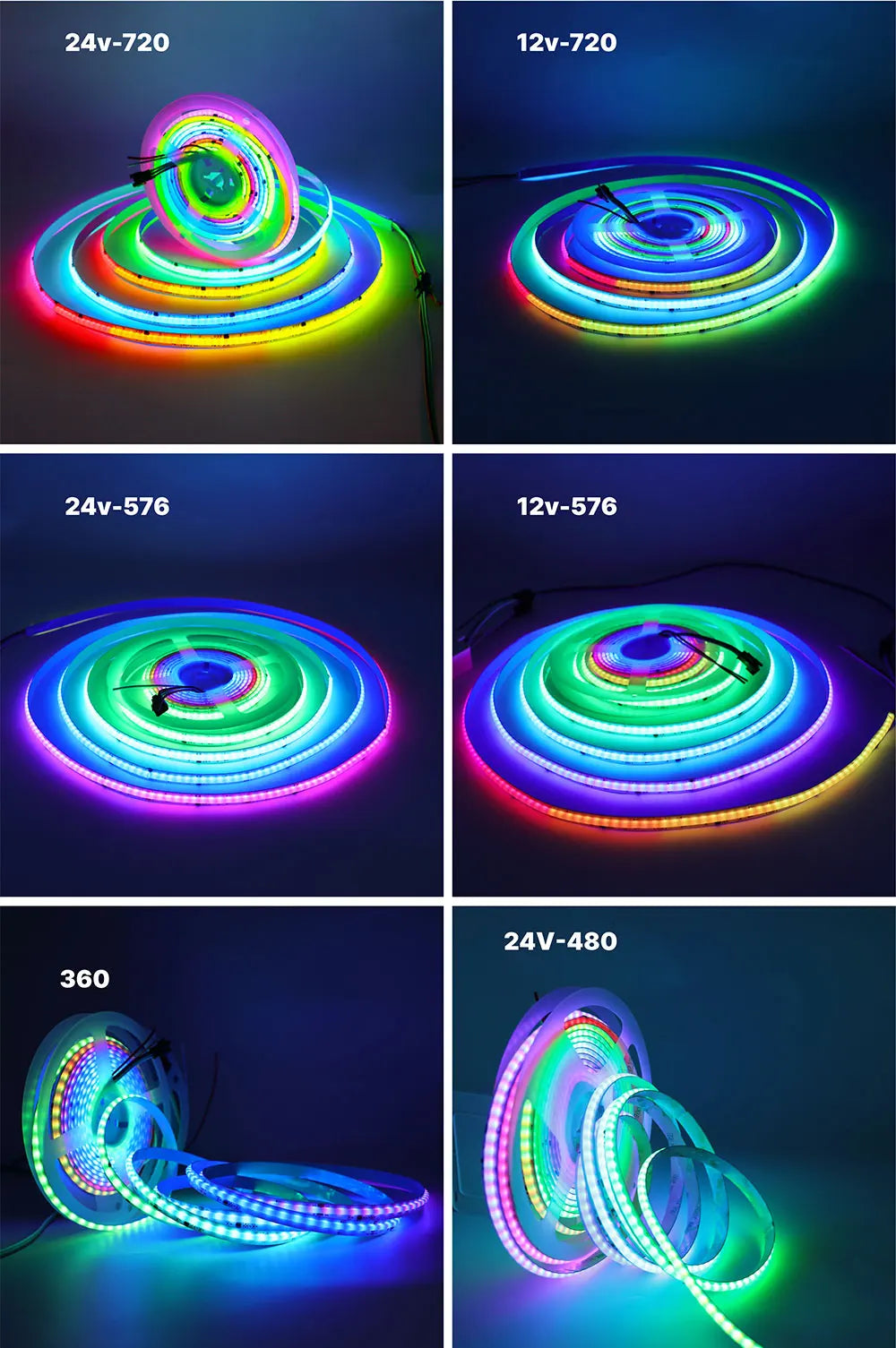 COB LED Light Strip Pixel Addressable 360 480 720 576 LEDs RGB