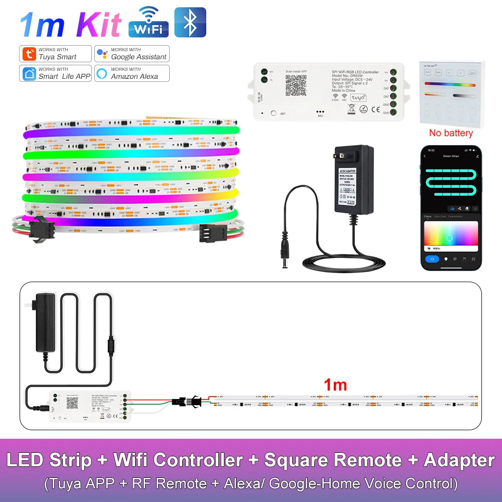 RGB-IC COB LED Strip with Tuya Wifi Controller LED Tape