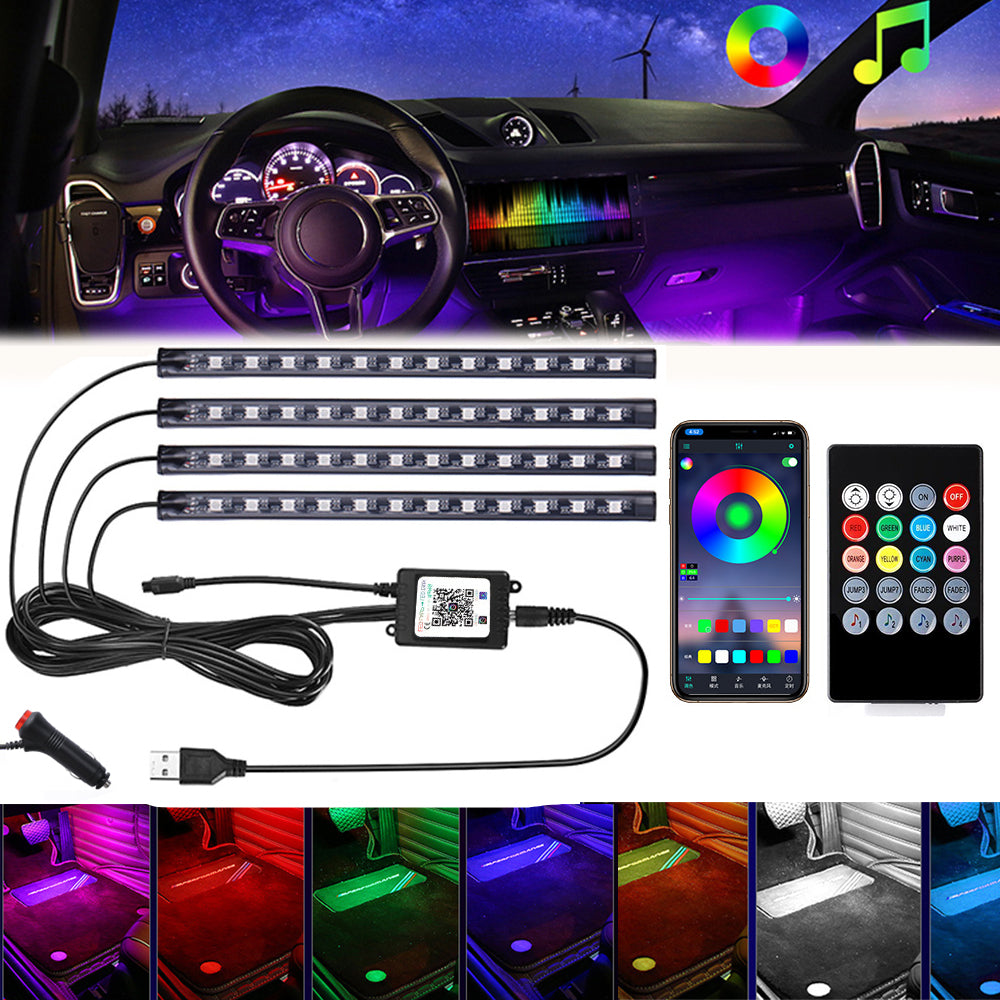 LED RGB Car Foot Ambient Light with USB Cigarette Automotive