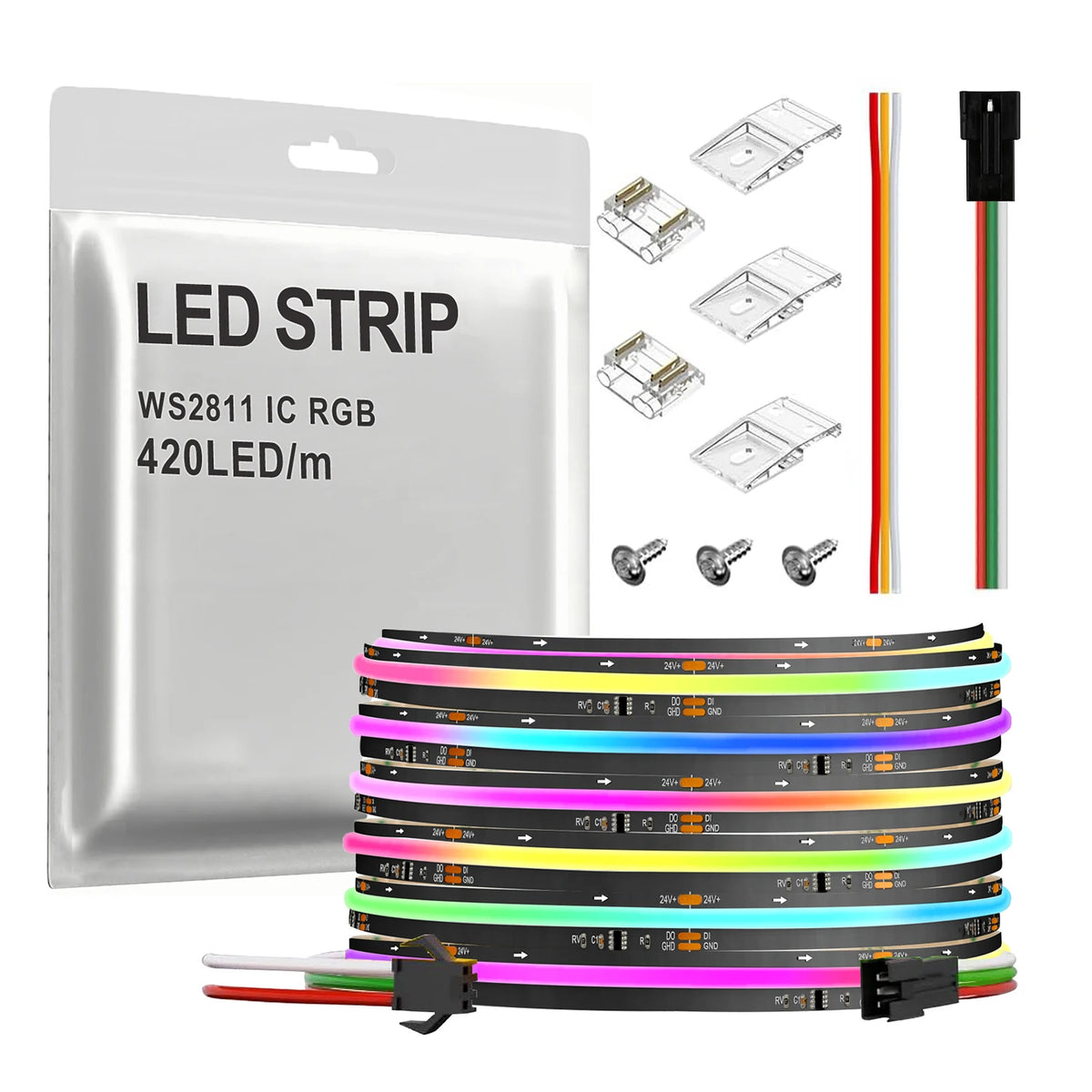 SPI COB LED Strip WS2811 RGB+IC Addressable 420LEDs