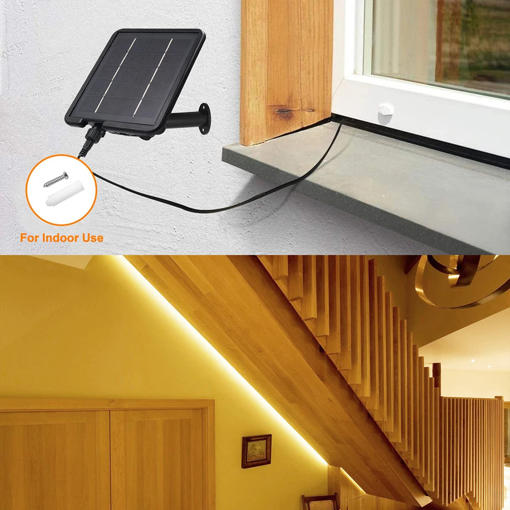 LED Neon Light Strip Solar 24V Waterproof 8 Modes 320LED