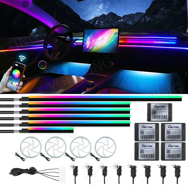 22 In 1 Car Ambient Lights RGB 64 Color Universal LED Strip