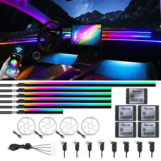22 In 1 Car Ambient Lights RGB 64 Color Universal LED Strip