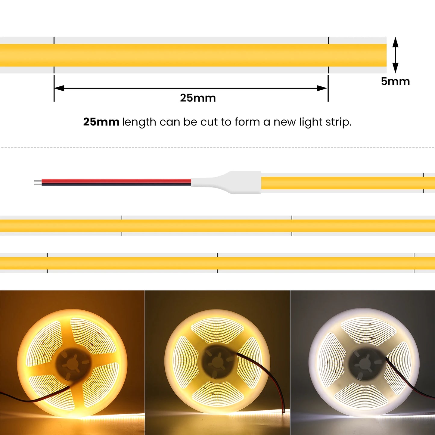 DC 5V 12V COB LED Strip  COB LED Tape Light Bar Lighting