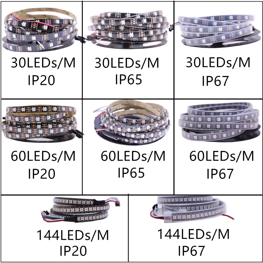 Smart Led Pixel strip Black/White PCB WS2812B/M ,IP30/IP65/IP67 DC5V