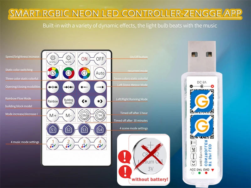 360 Degree Round Reticulate Neon LED Strip with Remote Control