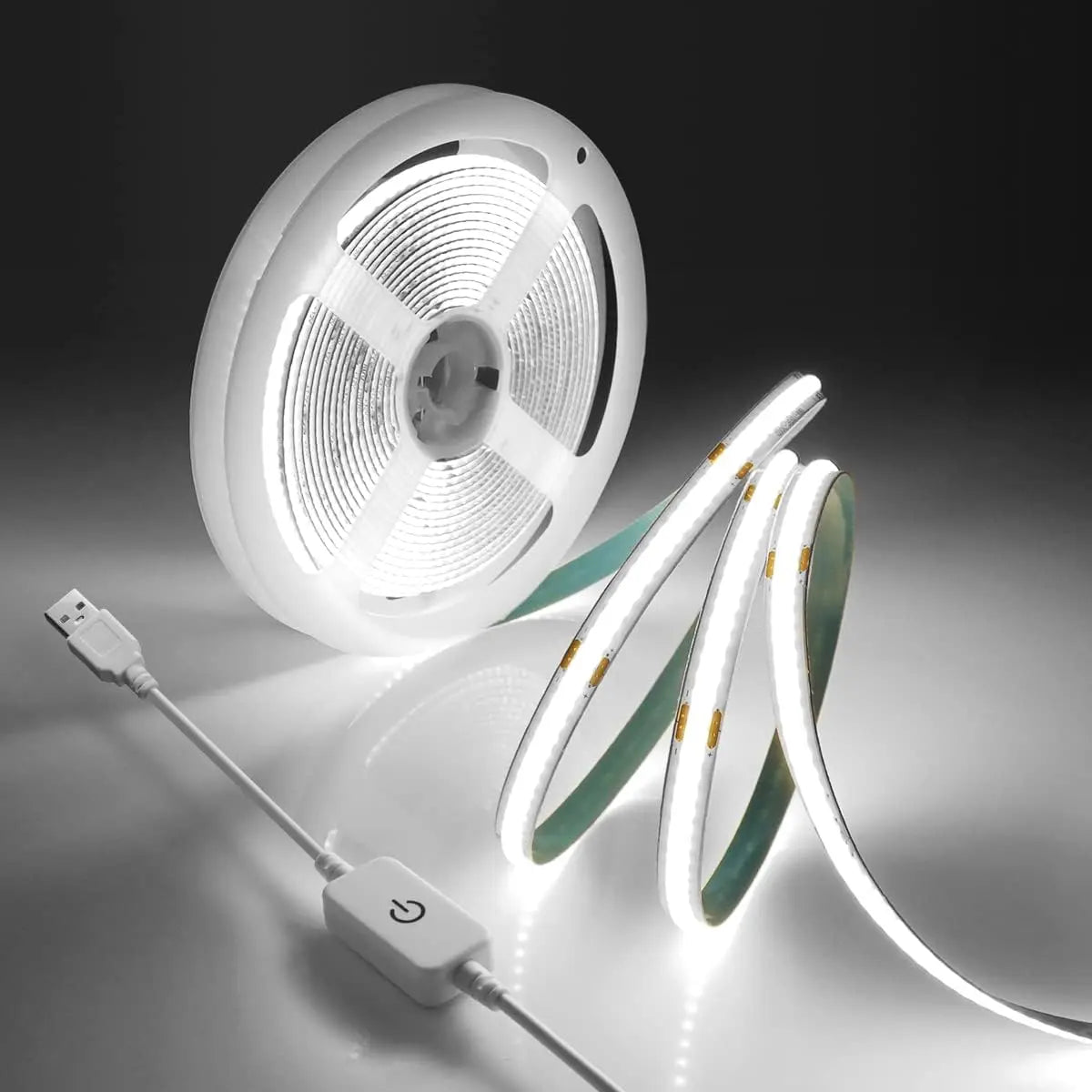 1M-5M USB LED Strip Light 5V 320LEDs/M COB Touch Sensor