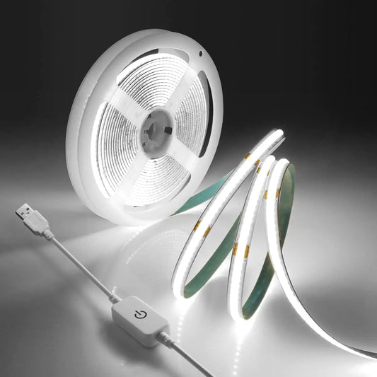 1M-5M USB LED Strip Light 5V 320LEDs/M COB Touch Sensor