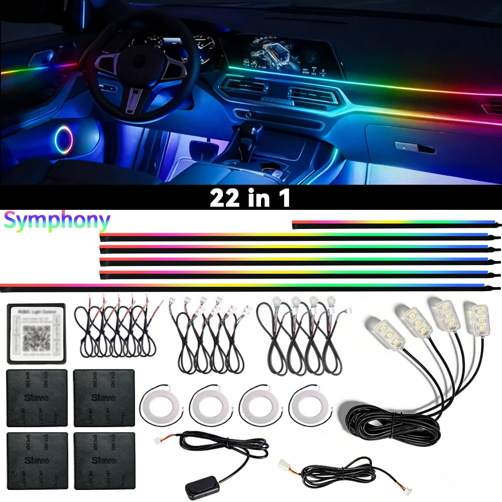 18 in 1 Car Ambient Light For BMW 64 Colors RGB LED Neon Strip