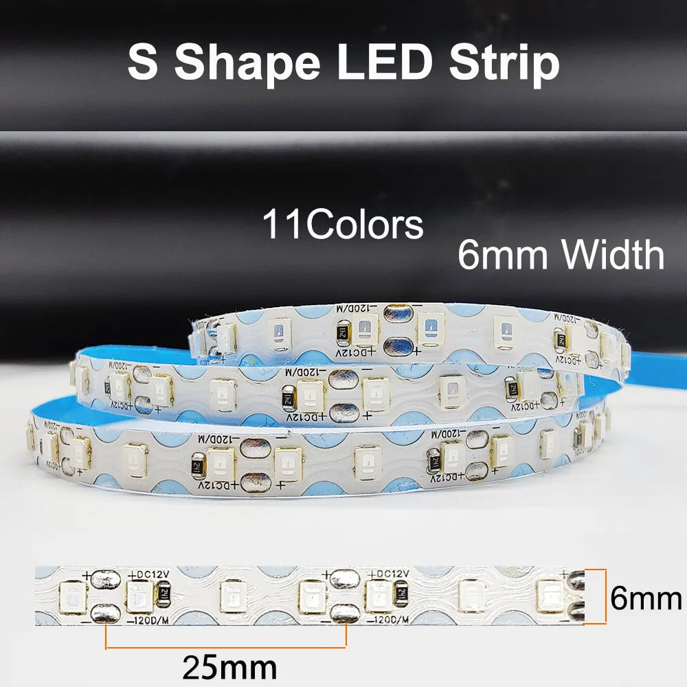 LED Strip 6mm Width Bendable 2835SMD 120LED/m Flexible Foldable String Light