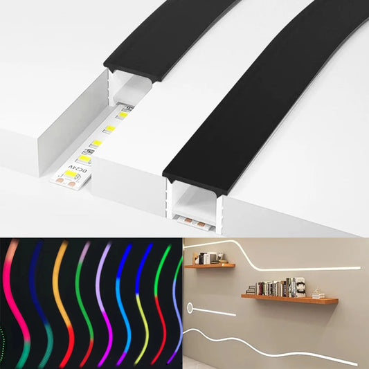 1M-10M Embedded LED Neon Rope Tube Black White Soft Strip Light