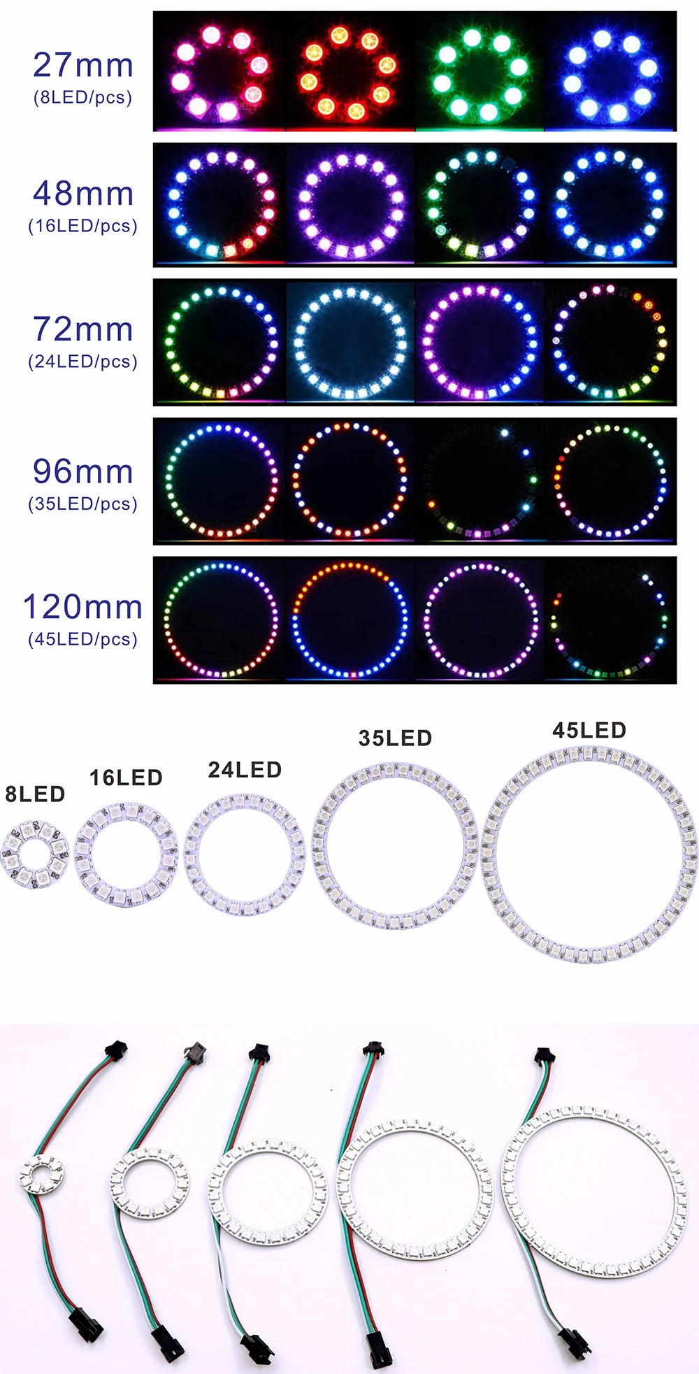 DC5V WS2812B Pixel Ring LED Panel Light Individual