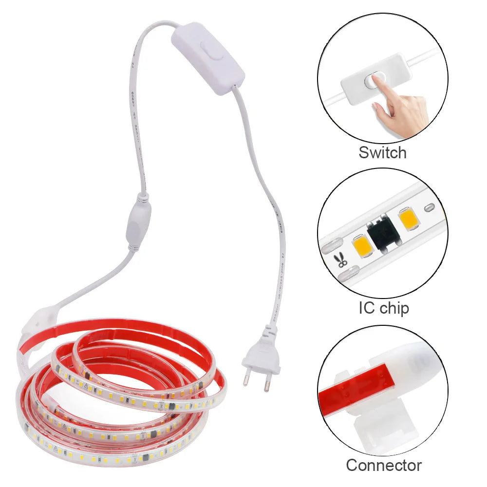 LED Strip Light Switch Power Kit 120LED/m AC 220 V Volt High Brightness Lighting