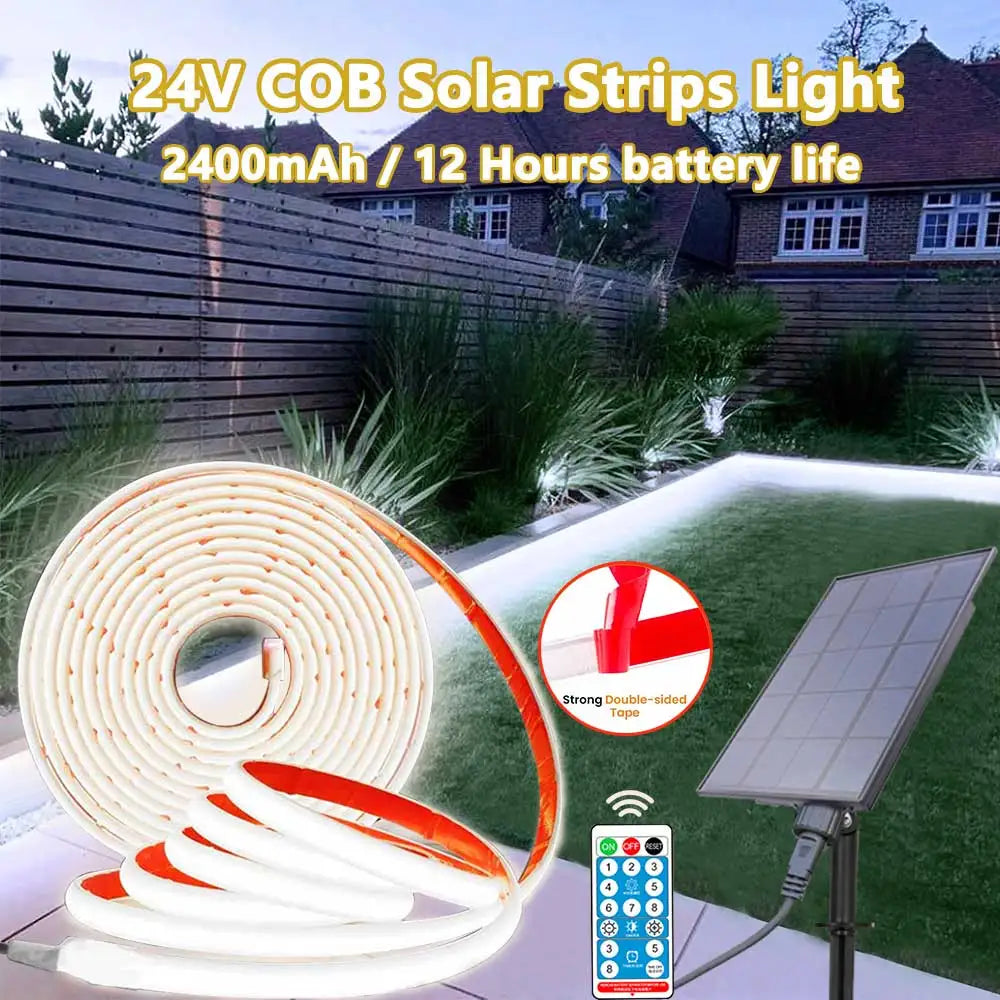 2400mAh COB Solar Neon Light Strips DC 24V Flexible Lights