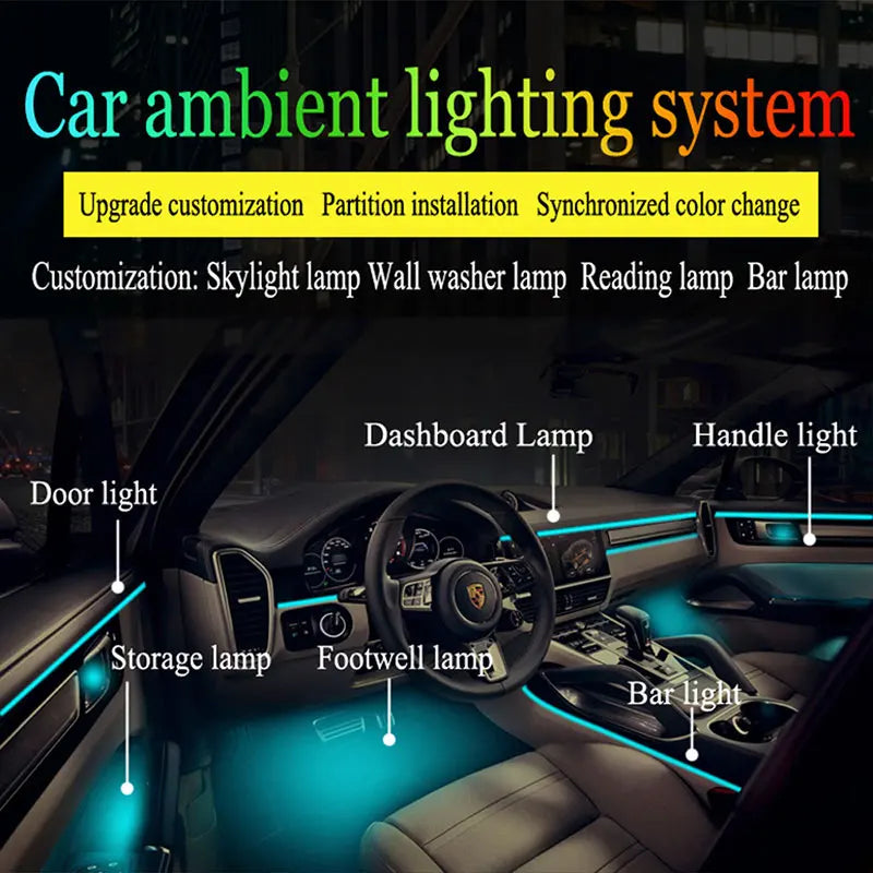 18 In 1 LED Car Ambient Lights Interior LED Acrylic Strip Light
