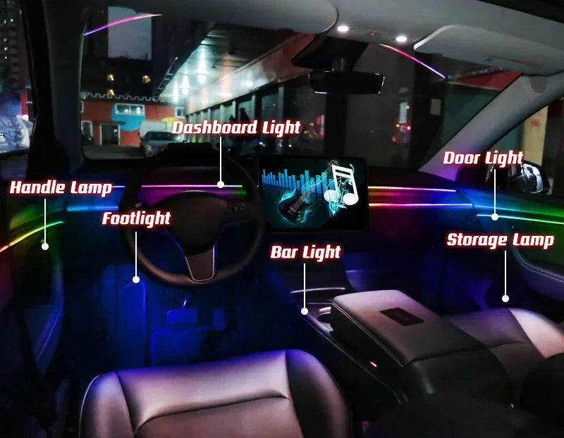 22 In 1 Car Ambient Lights RGB 64 Color Universal LED Strip