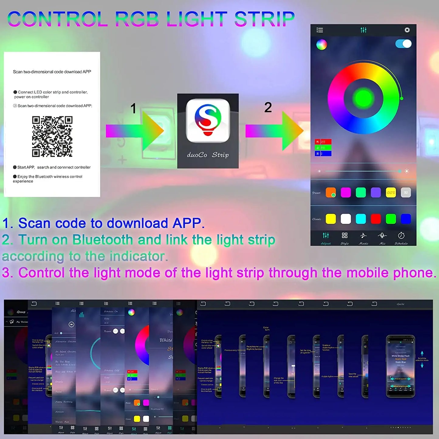 TV Backlight Monitor Display Background Tape Light USB RGB