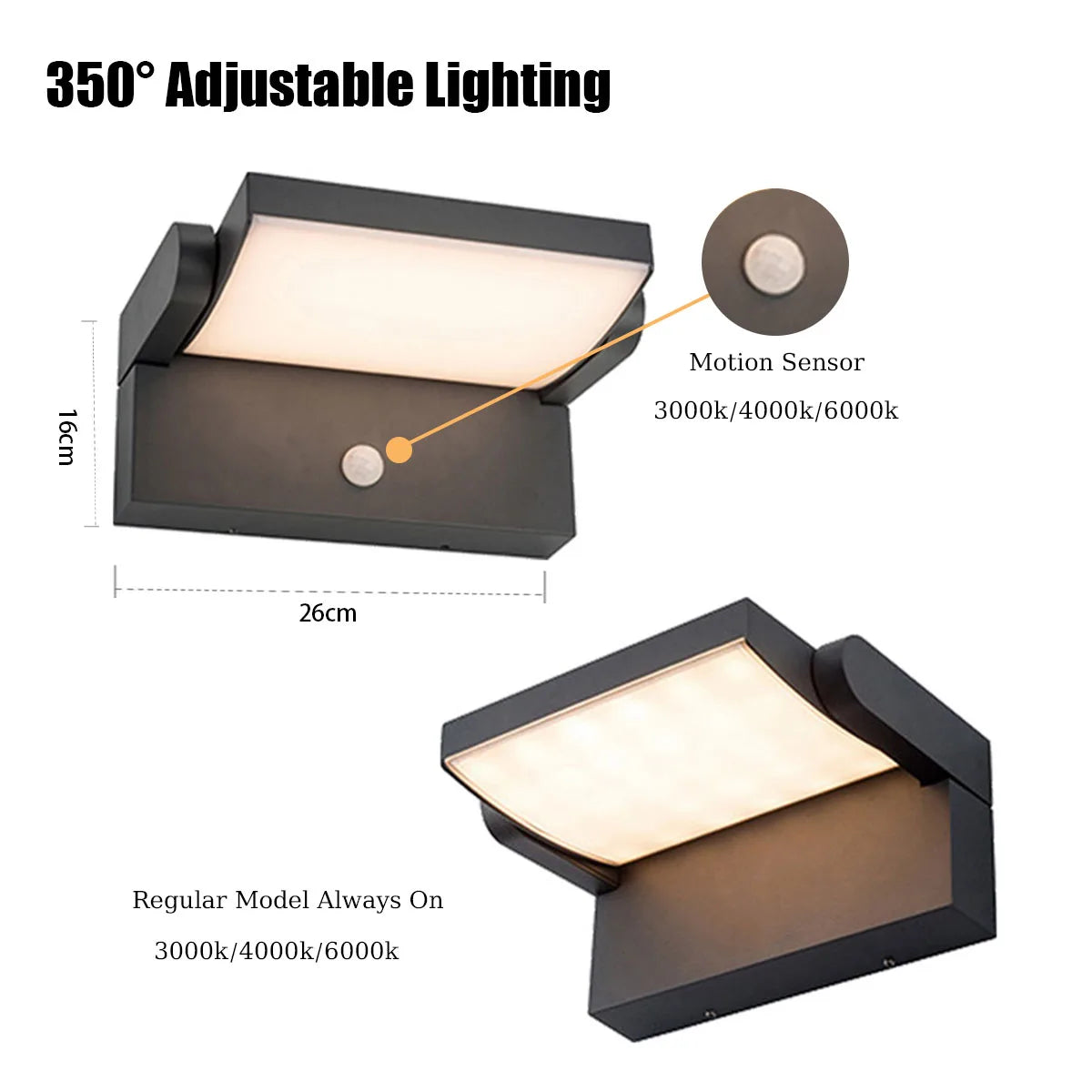 Motion Sensor Outdoor Wall Lamp IP65 Waterproof LED Porch