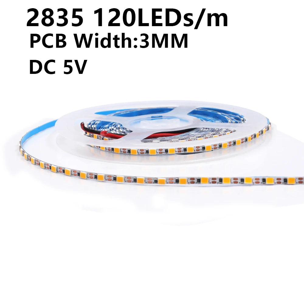 DC 5V 12V 24V Led Strip SMD 2835 120 180 240 LEDs/m Diode Tape