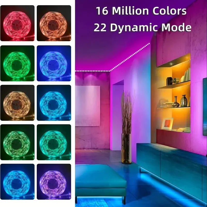 USB 5050 RGB LED Strip With Remote Control, 44 Lighting