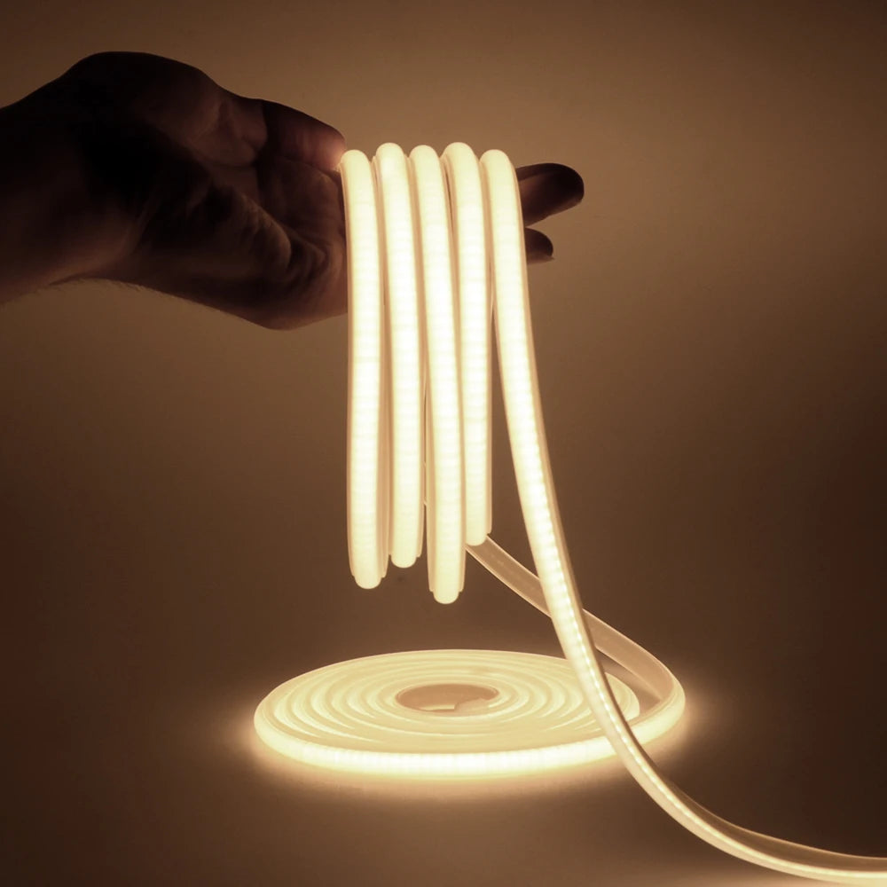 AC 110V 220V COB LED Strip Waterproof High Bright Flexible Ribbon