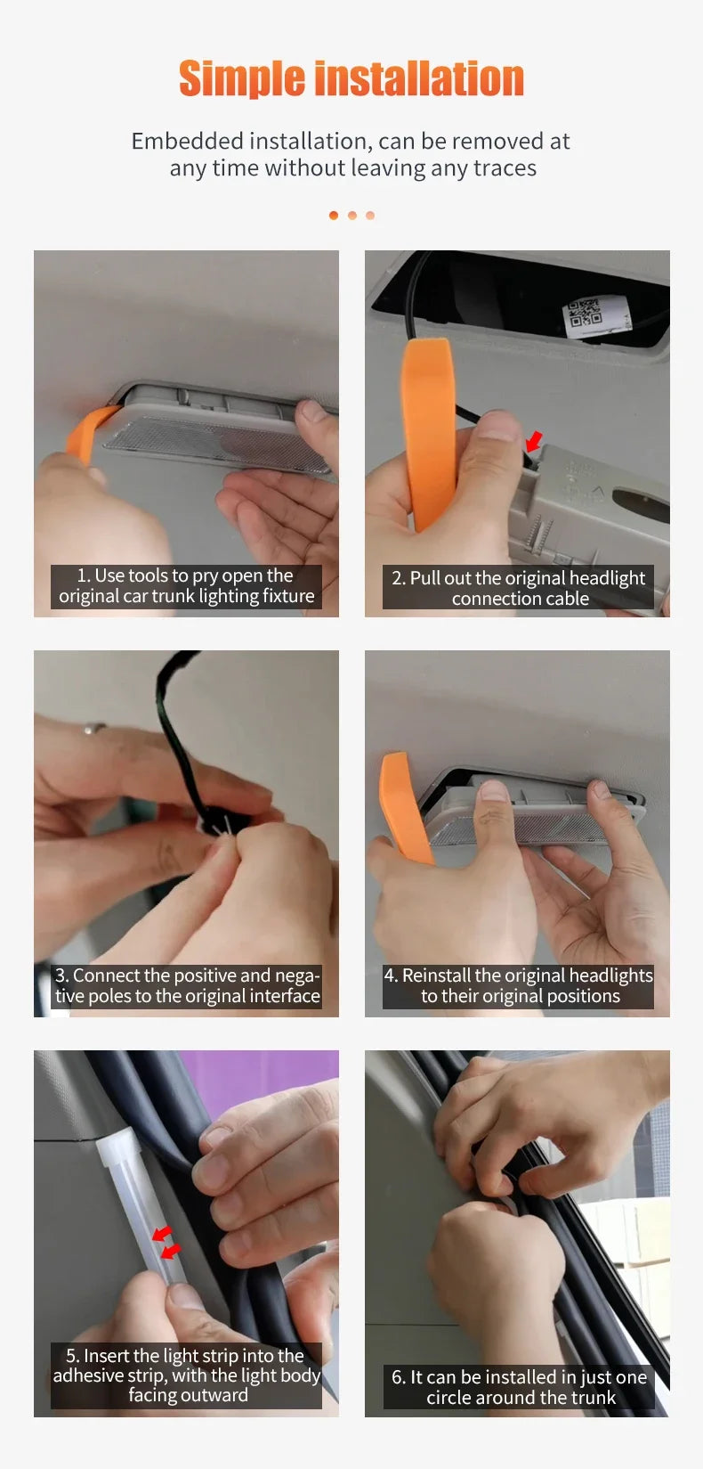 Car High Brightness Trunk Lighting Ambient Light Interior