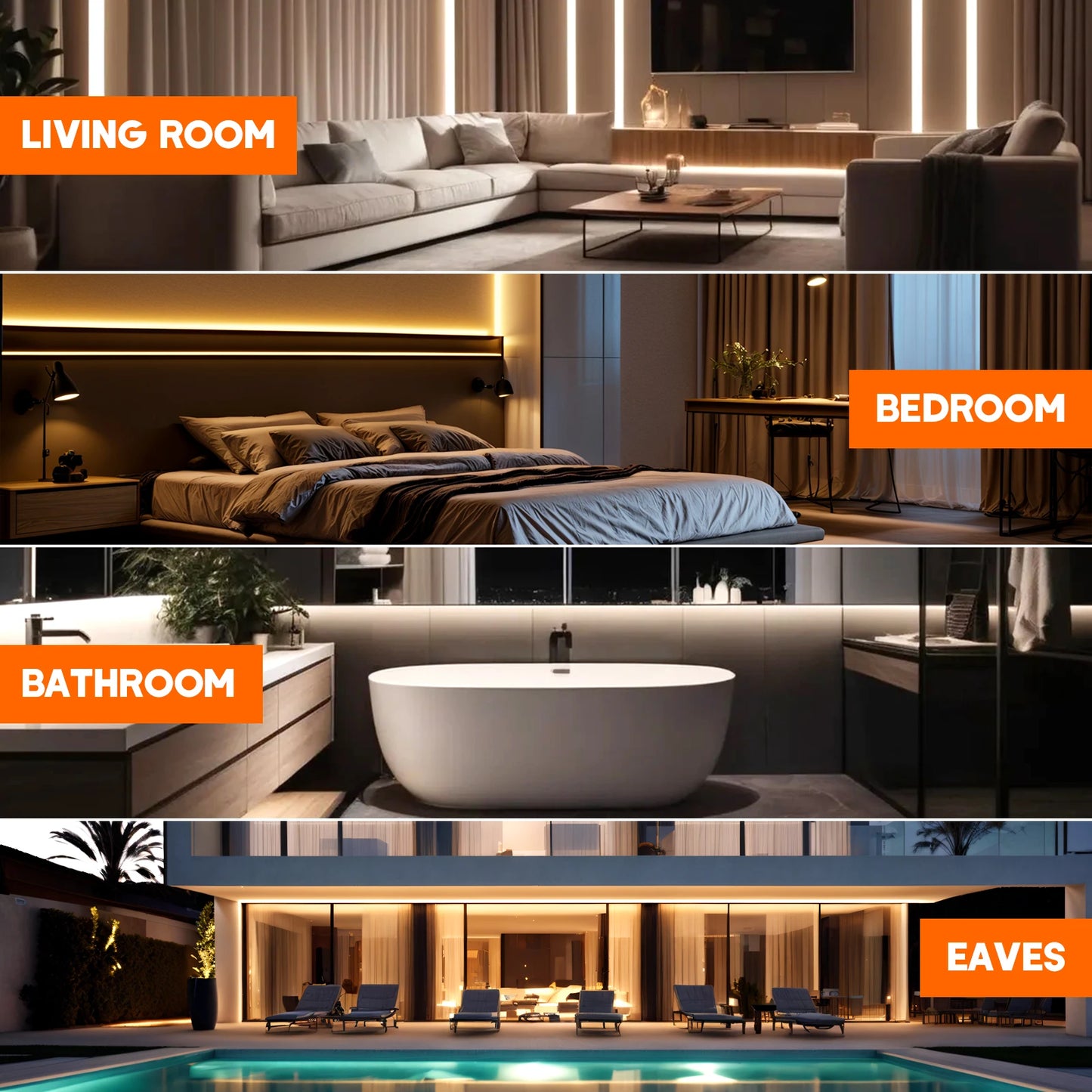 Waterproof COB LED Strip Light With EU Switch Plug