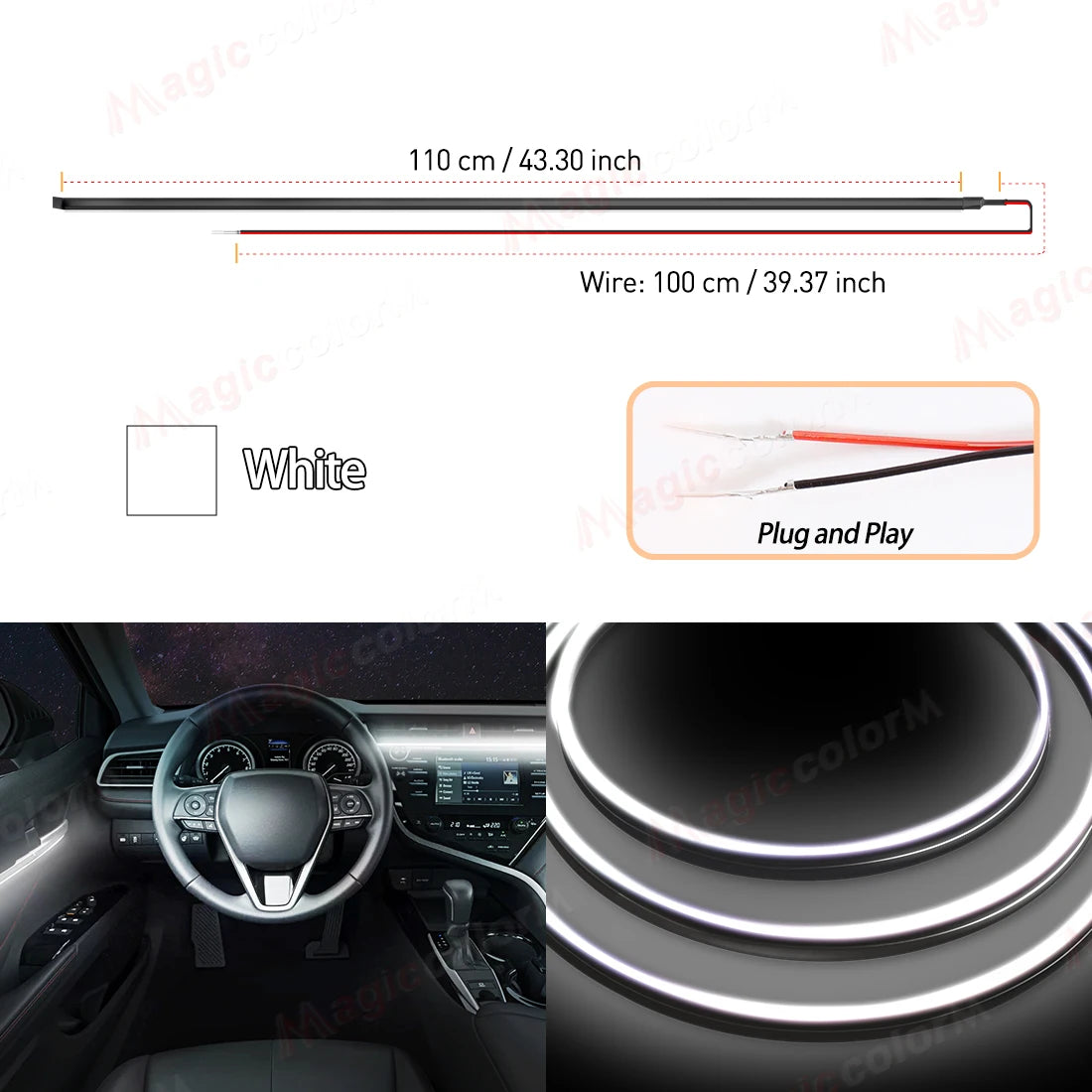 1.1M EL Wire Neon Ambient Light Car Interior Dashboard LED