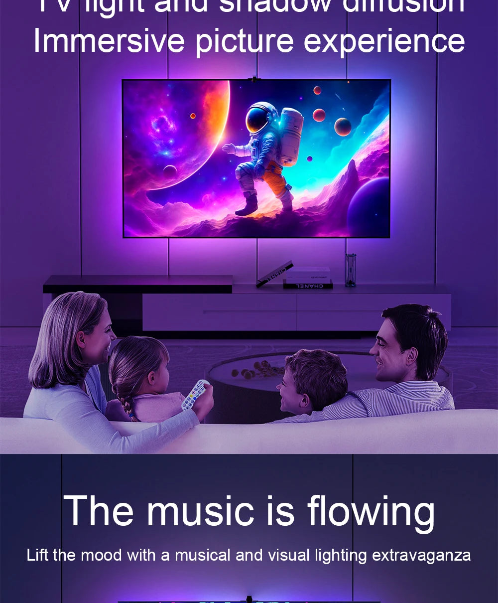 Immersion TV Backlights with Camera, Smart Ambient TV Strip Light