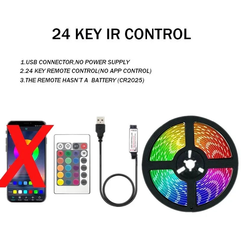 5050 RGB USB LED Strip 5V Bluetooth WiFi Control