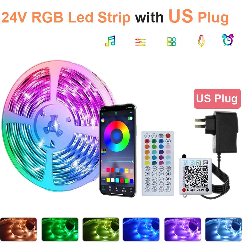 New 24V 5M 10M 20M 30M RGB LED Lights Strip Room Lamp