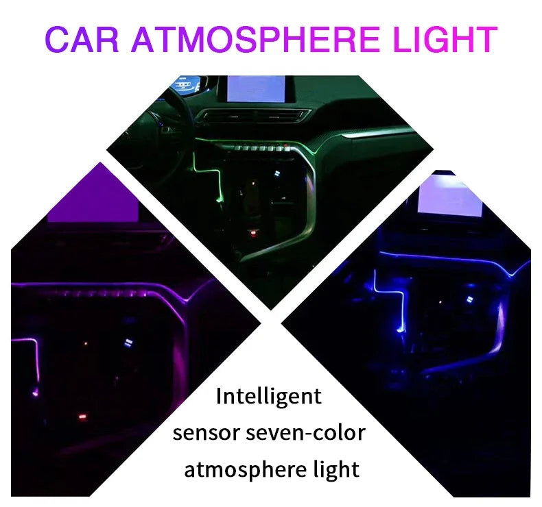 Car Ambient Decoration Lamp RGB Fiber Optic Neon Strip