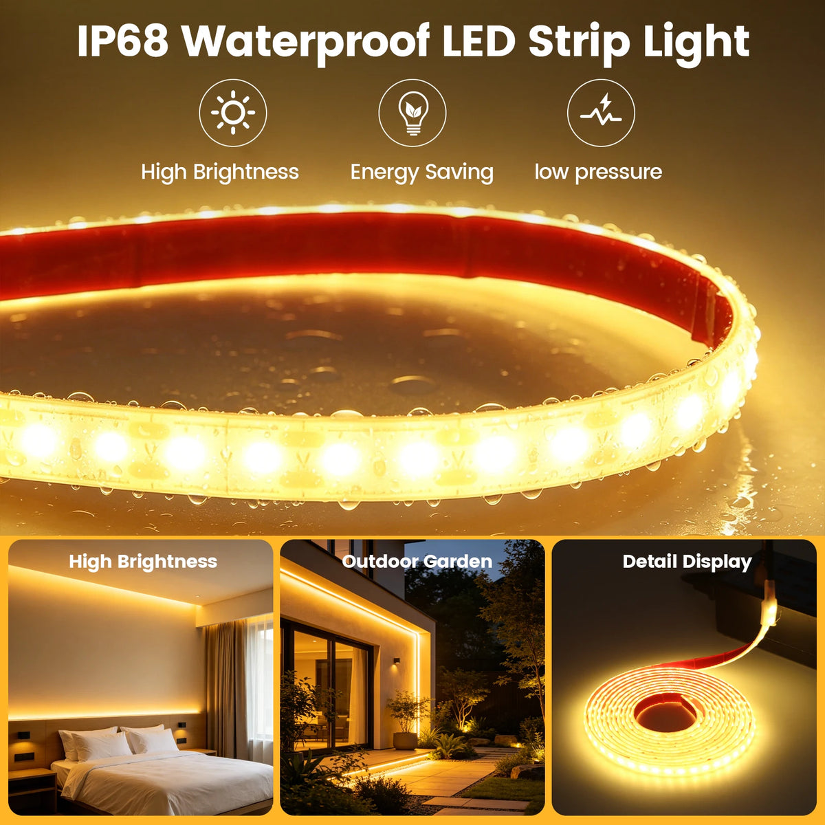 IP68 Waterproof 5V USB LED Strip with 3Key Dimmer SMD 2835 120LEDs