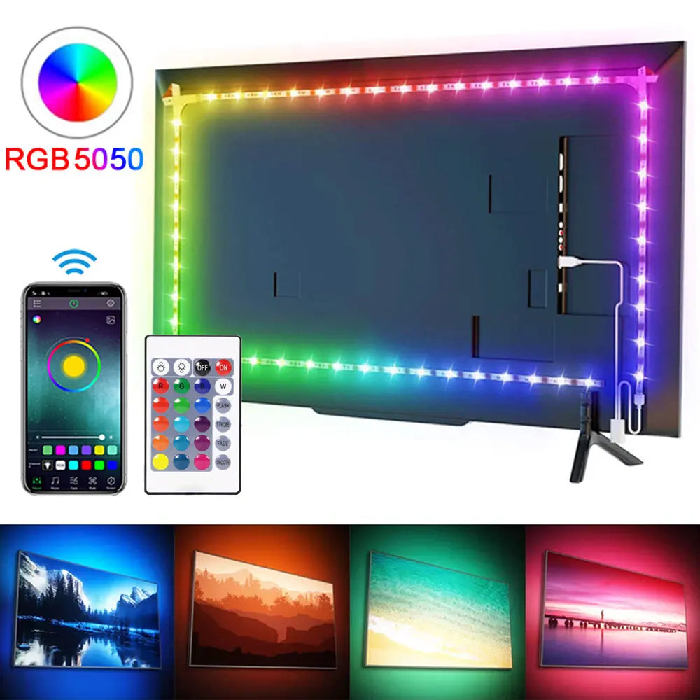 RGB 5050 Led Strip Lights Smart Home TV USB Wall Lamps