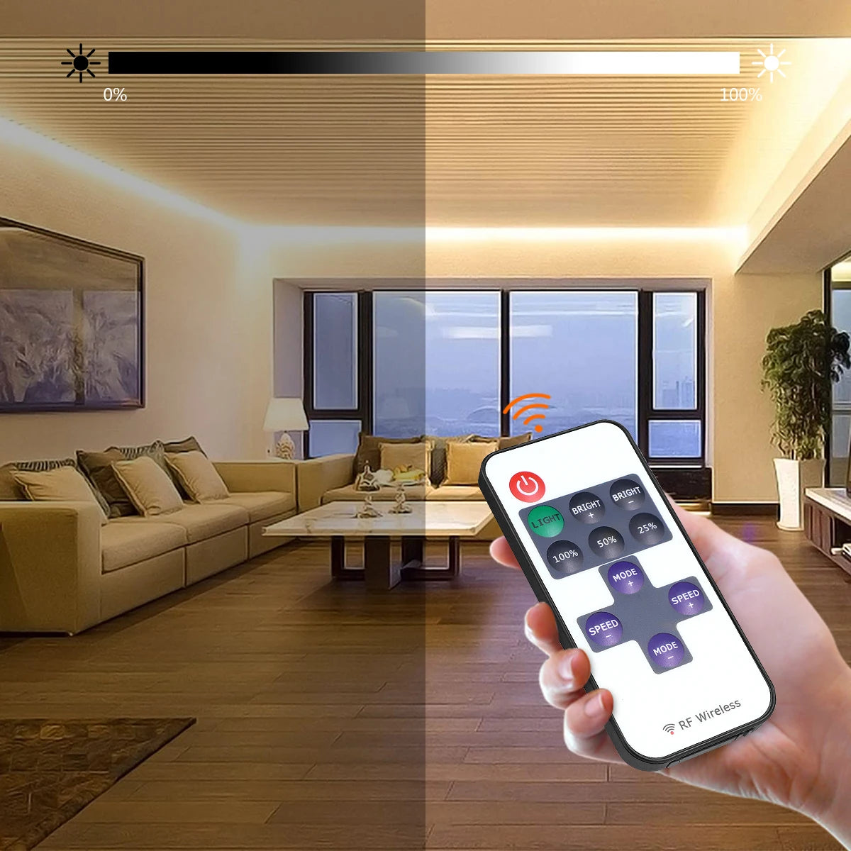 Dimmable LED Strip Lights With RF Remote Controller