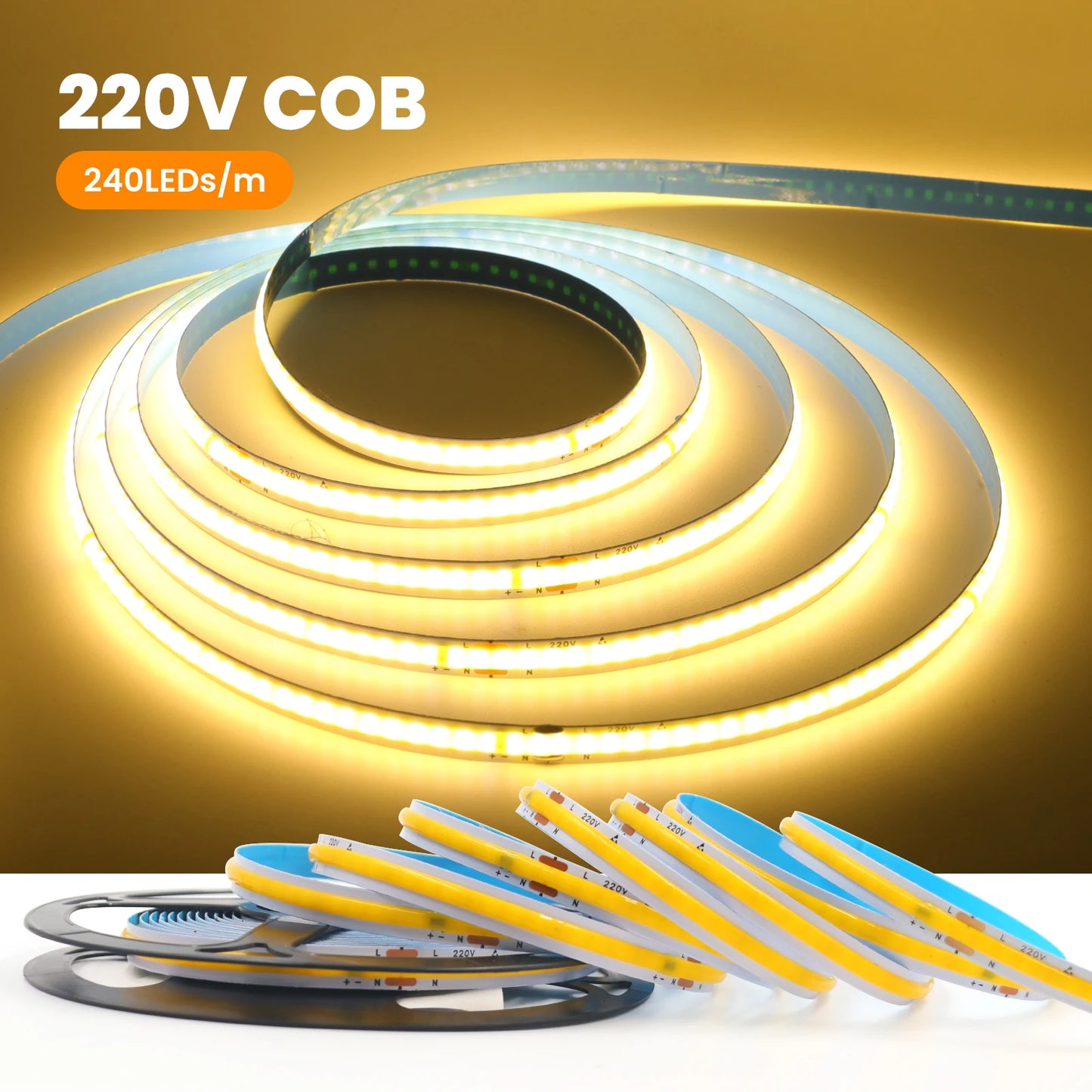 AC 220V COB Strip 240Leds/ Flexible Ribbon LED Light