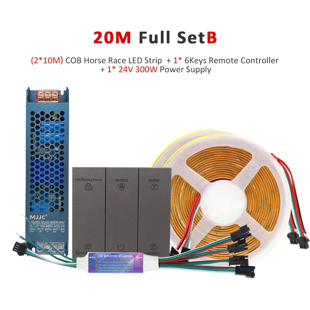 24V Horse Race Running Water Strip Light COB Flexible Ribbon