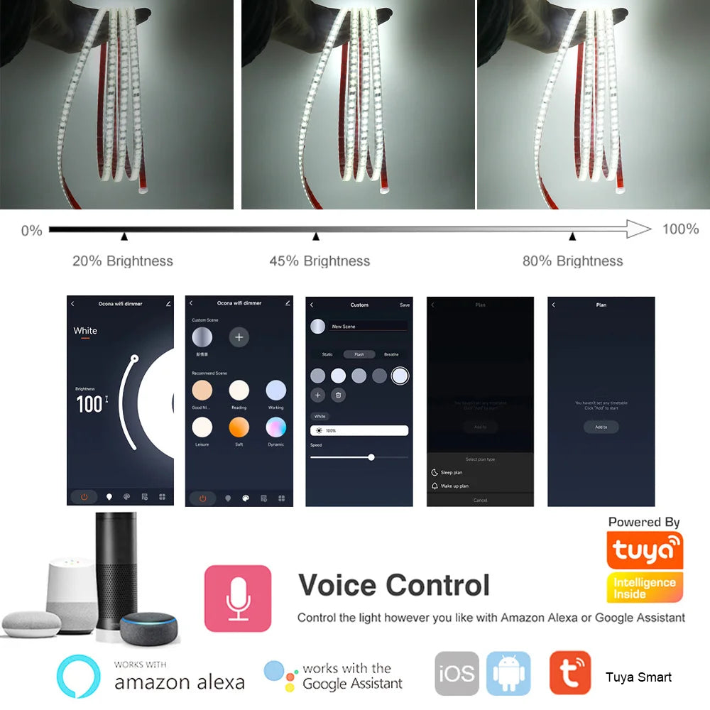 220V Wall Touch LED Strip Light Wifi Bluetooth Remote Control
