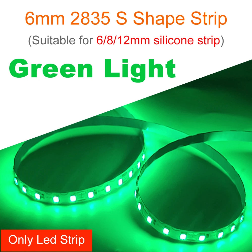 6mm Width DC12V 2835 S Shape LED Strip Flexible Foldable Tape Light