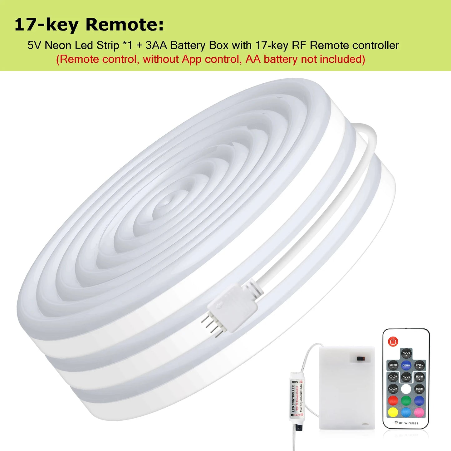 3AA Battery Powered 5V RGB Color-changing LED Neon Strip Light